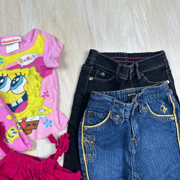 7 Piece Bundle Lot 12-18M Girls 18M Toddler Spongebob Jeans Dress Top Clothes - Picture 3 of 14